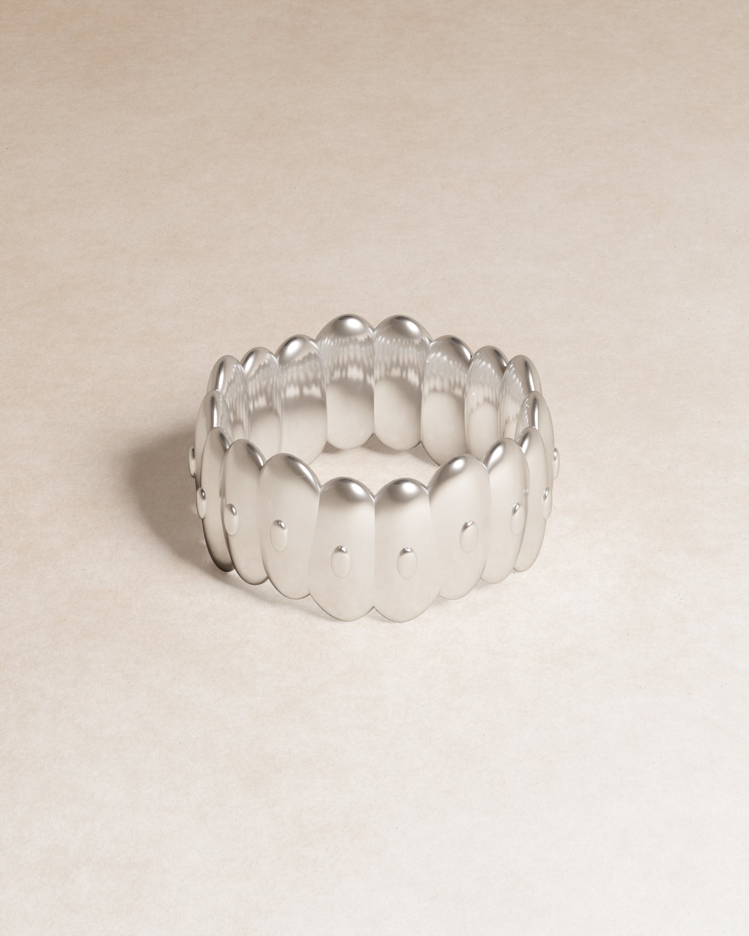 pebble ring, sterling silver, S925, rhodium plated, product shot, close up, front view, jewellery, sculptural jewellery, minimal jewellery, blob