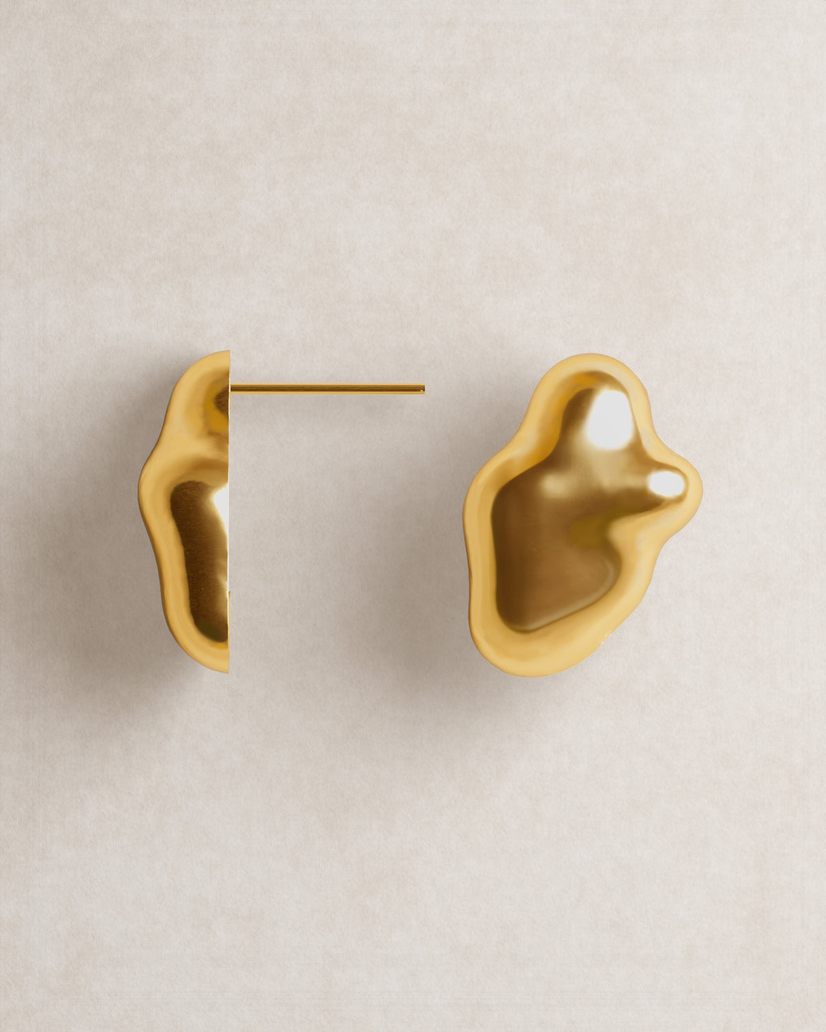 ghost studs, blobby, frontal, gold vermeil, 18k gold vermeil