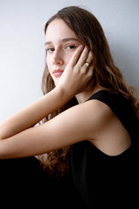 heart signet ring, gold vermeil, 18k gold vermeil, imperfect, jewellery, minimal jewellery, sculptural jewellery, valentine, heart, campaign, model