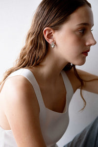 ghost studs, blobby, sterling silver, S925, worn